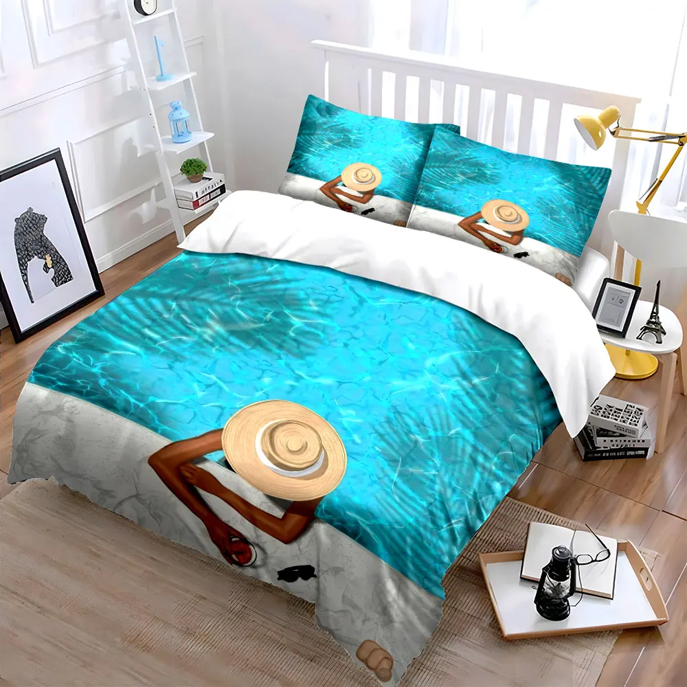 Poolside Essentials: Hat, Sunglasses, Drink kid's and adults' bedroom decor, Exquisite three-piece bedding set gift
Poolside Essentials: Hat, Sunglasses, Drink kid's and adults' bedroom decor, Exquisite three-piece bedding set gift