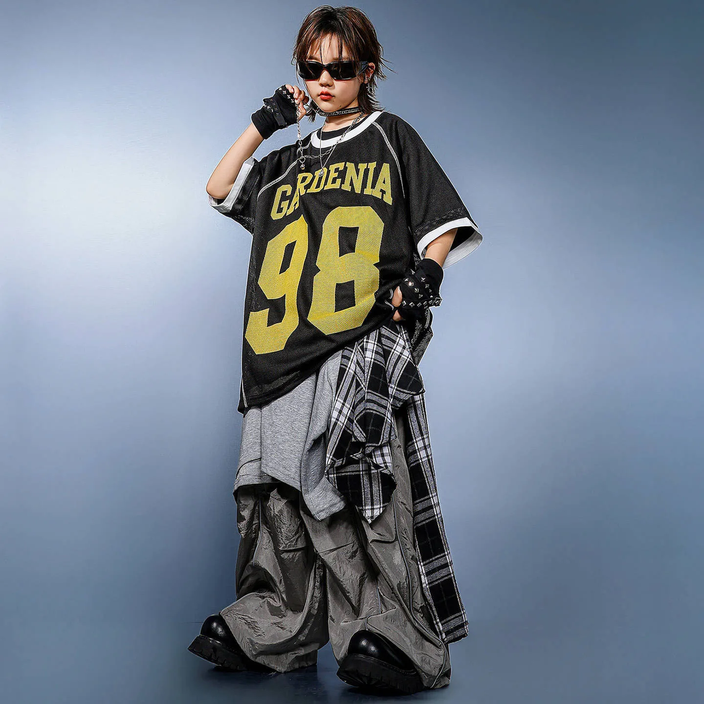 Kid Kpop Hip Hop Clothing Black Net Jersey T Shirt Gray Casual Wide Parachute Pants for Girl Boy Jazz Dance Wear Costume Clothes
Kid Kpop Hip Hop Clothing Black Net Jersey T Shirt Gray Casual Wide Parachute Pants for Girl Boy Jazz Dance Wear Costume Clothes