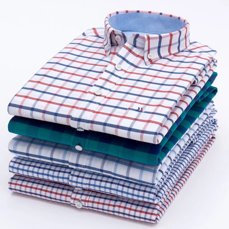 Cotton Men's Casual Oxford Striped Shirt Patch Pocket Long Sleeve Standard-fit Comfortable Thick Button-down Plaid Shirts
Cotton Men's Casual Oxford Striped Shirt Patch Pocket Long Sleeve Standard-fit Comfortable Thick Button-down Plaid Shirts
