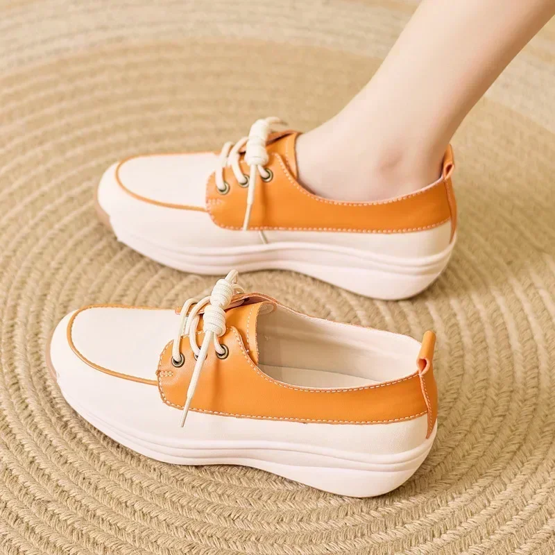 Women Fashion Platform Flats Sneakers Autumn Breathable Lace Up Wedge Sport Shoes Comfort Soft Leather Travel Casual Shoes
Women Fashion Platform Flats Sneakers Autumn Breathable Lace Up Wedge Sport Shoes Comfort Soft Leather Travel Casual Shoes