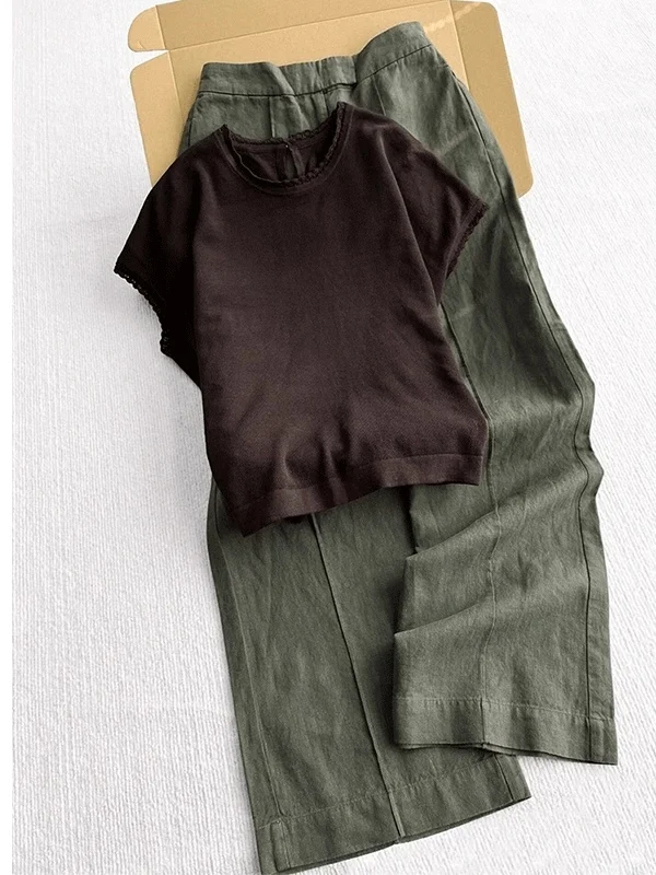 Summer Anti-Aging Floral Lace Short Sleeve Women's T-Shirt And Wide Leg Pants Casual Unique Style Two-Piece Set for Young Women
Summer Anti-Aging Floral Lace Short Sleeve Women's T-Shirt And Wide Leg Pants Casual Unique Style Two-Piece Set for Young Women