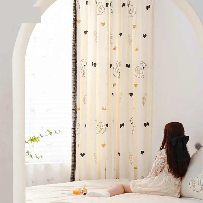 Custom curtain modern Embroidery swan children room boy girl cotton livingroom blackout curtain valance tulle panel M1383
Custom curtain modern Embroidery swan children room boy girl cotton livingroom blackout curtain valance tulle panel M1383