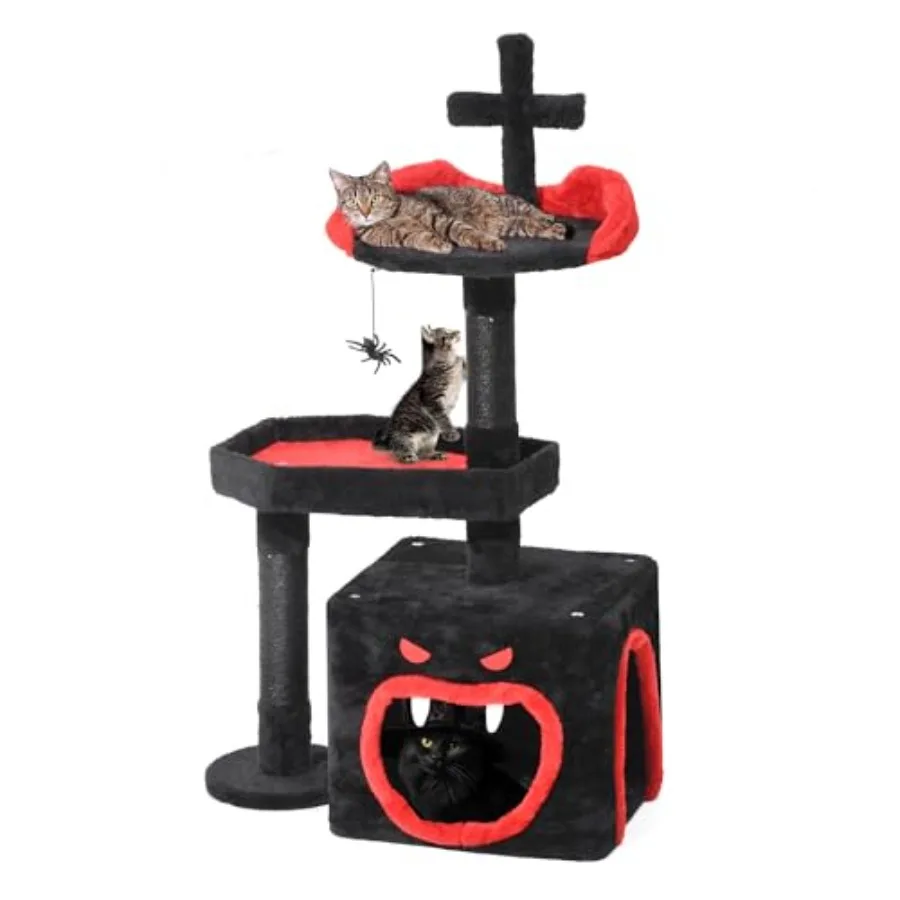 38.6 Inch Gothic Tower Condo with Scratching Post, Cat Tower for Indoor Cats, Sisal Pole, Soft Platform, Spider Hanging Ball, B
38.6 Inch Gothic Tower Condo with Scratching Post, Cat Tower for Indoor Cats, Sisal Pole, Soft Platform, Spider Hanging Ball, B