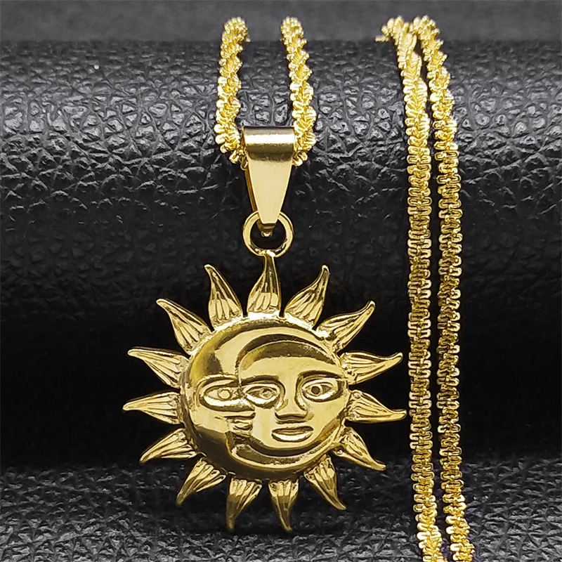 Goth Sun and Moon Necklace For Women Stainless Steel Vintage Gold Color Necklaces Pendants Trend Jewelry Gift Collier Femme
Goth Sun and Moon Necklace For Women Stainless Steel Vintage Gold Color Necklaces Pendants Trend Jewelry Gift Collier Femme