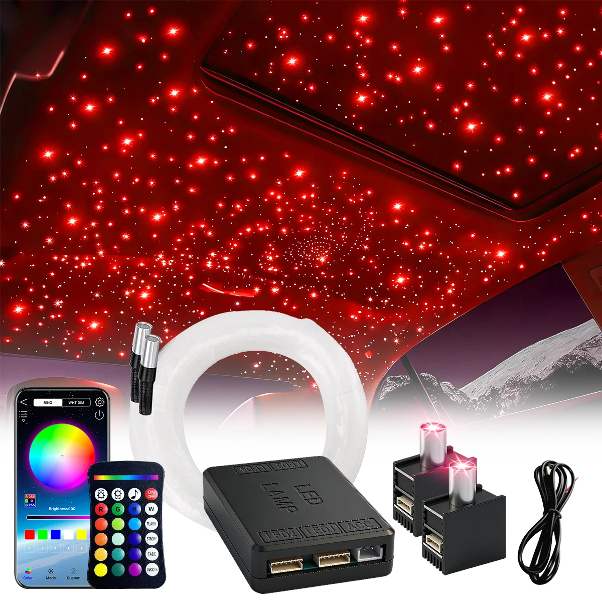 Split Star Light Headliner Kit, 16W Mini Motor, 2 Light Heads,Easy to Hide,Flexible Wiring, App/Remote Control for, Car lighting
Split Star Light Headliner Kit, 16W Mini Motor, 2 Light Heads,Easy to Hide,Flexible Wiring, App/Remote Control for, Car lighting