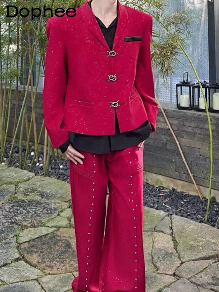 2025 Autumn New High-End Two-piece Sets Suit Jackets Long Pants 2pcs Metal Button Fine Flash Starry Sky Solid Color Suit Sets
2025 Autumn New High-End Two-piece Sets Suit Jackets Long Pants 2pcs Metal Button Fine Flash Starry Sky Solid Color Suit Sets