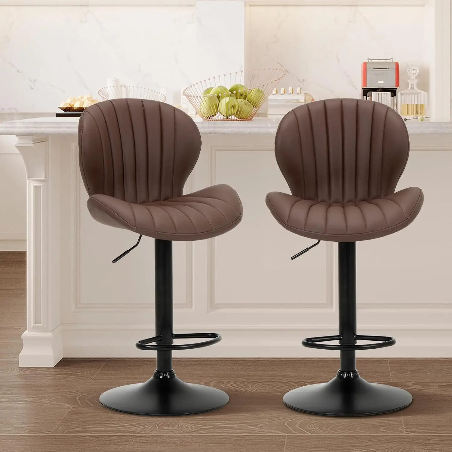 Bar Stools Set Of 2, Modern Swivel Bar Chairs, Adjustable Faux Leather Upholstered Barstools Counter Height With High Backrest
Bar Stools Set Of 2, Modern Swivel Bar Chairs, Adjustable Faux Leather Upholstered Barstools Counter Height With High Backrest