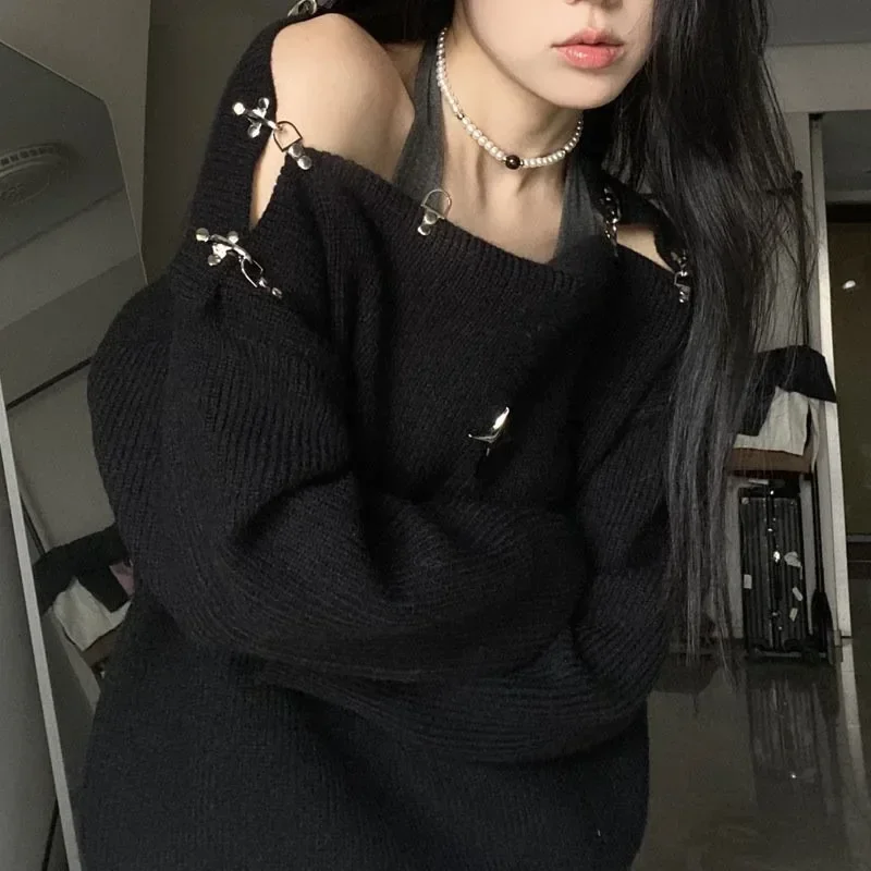 Autumn New Y2K Women Korean Elegant Oversized High Street Sweater Aesthetics Long Sleeve Sweaters Bare Shoulders Pullovers 복장
Autumn New Y2K Women Korean Elegant Oversized High Street Sweater Aesthetics Long Sleeve Sweaters Bare Shoulders Pullovers 복장