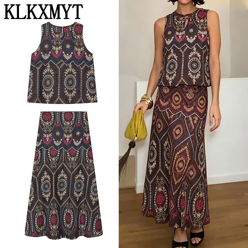 KLKXMYT Woman Spring Fashion Sleeveless Short Tops+Side Zipper Pleated Midi Skirt Casual Hollow Embroidery Two Piece Set
KLKXMYT Woman Spring Fashion Sleeveless Short Tops+Side Zipper Pleated Midi Skirt Casual Hollow Embroidery Two Piece Set 