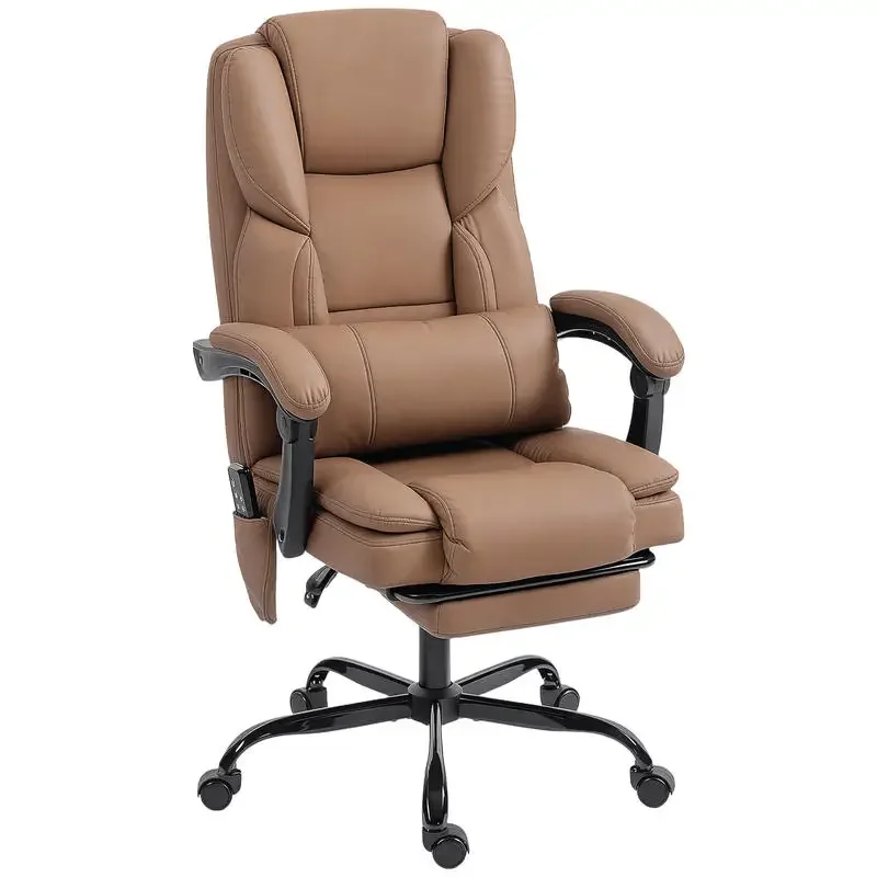 HOMCOM Office Chair with Massage, Pet-Friendly Faux Leather Reclining Desk Chair with Lumbar Support, Footrest, Brown
HOMCOM Office Chair with Massage, Pet-Friendly Faux Leather Reclining Desk Chair with Lumbar Support, Footrest, Brown