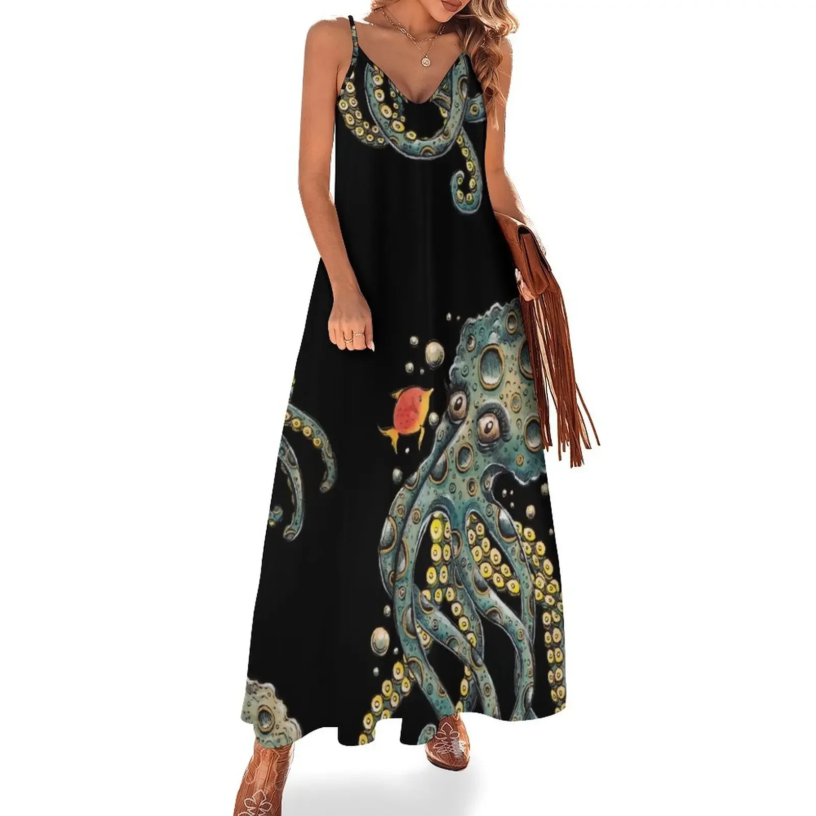 Blue Octopus Sleeveless Dress prom dresses dress korean style evening dress woman Women's summer skirt
Blue Octopus Sleeveless Dress prom dresses dress korean style evening dress woman Women's summer skirt
