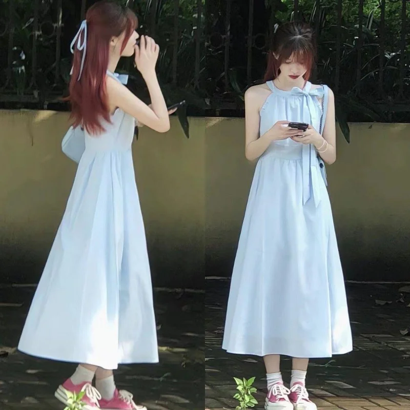 Синее платье с бретельками на шее во французском стиле, женское лето 2022, новое горячее длинное платье без рукавов для пляжного отдыха
Синее платье с бретельками на шее во французском стиле, женское лето 2022, новое горячее длинное платье без рукавов для пляжного отдыха