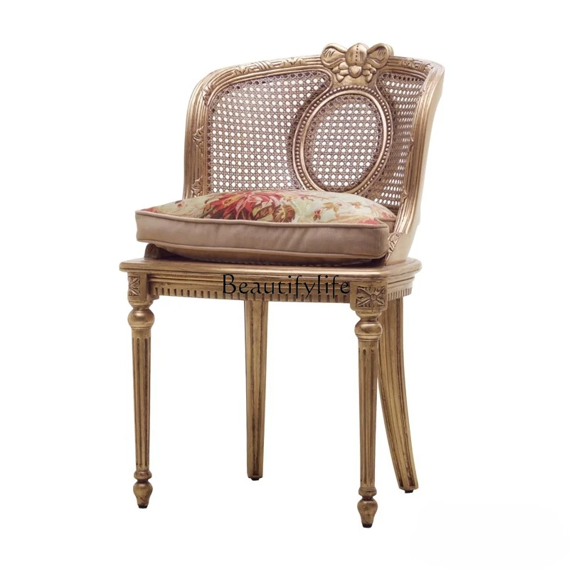 French romantic pastoral solid wood single chair villa living room balcony home rattan retro casual single chair
French romantic pastoral solid wood single chair villa living room balcony home rattan retro casual single chair