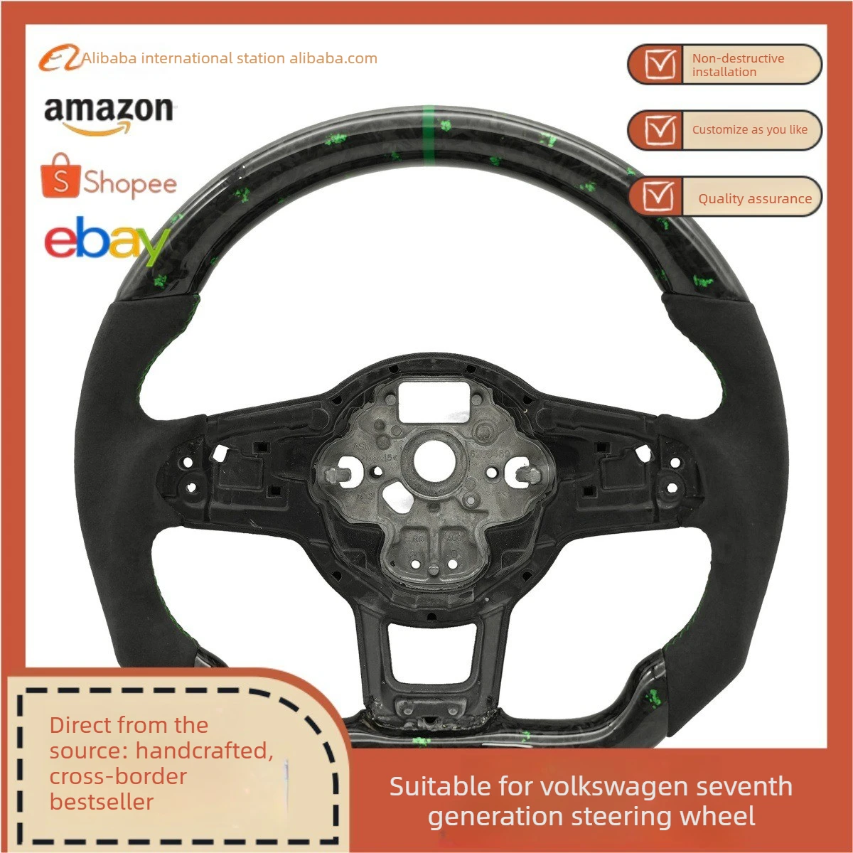 Suitable for Golf7GTI MK7 Green Foil Carbon Fiber Half Flip Steering Wheel with Green Correcting Label with Block Cover
Suitable for Golf7GTI MK7 Green Foil Carbon Fiber Half Flip Steering Wheel with Green Correcting Label with Block Cover
