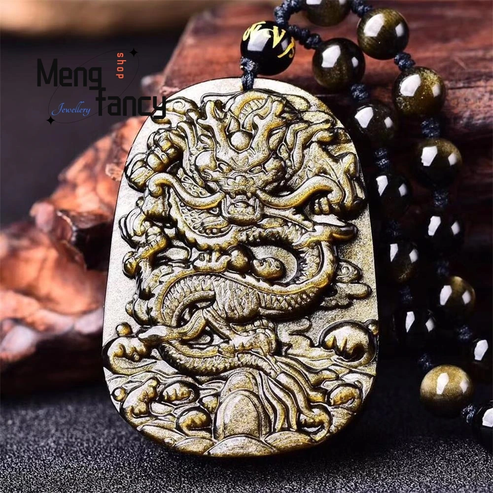 Natural Gold Obsidian Zodiac Dragon Rises Four Seas Pendant Simple Exquisite Fashion Luxury Jewelry Best Selling Holiday Gift
Natural Gold Obsidian Zodiac Dragon Rises Four Seas Pendant Simple Exquisite Fashion Luxury Jewelry Best Selling Holiday Gift