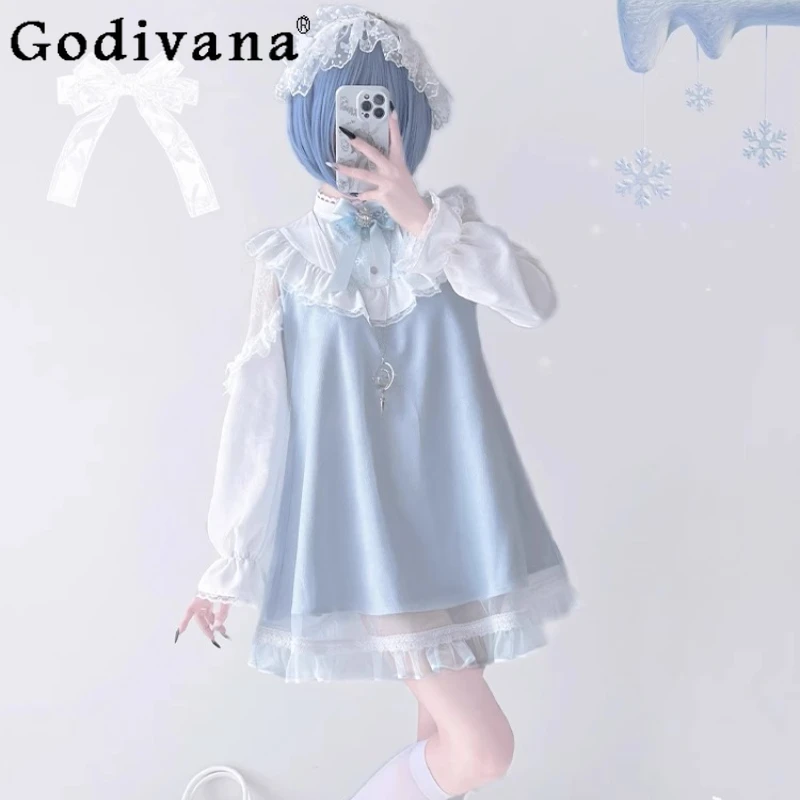Bow Collar Lace Long Sleeve Lolita Dress Women's Watercolor Spring Autumn Sweet Dress Female Ja[anese Style Cute Dress
Bow Collar Lace Long Sleeve Lolita Dress Women's Watercolor Spring Autumn Sweet Dress Female Ja[anese Style Cute Dress