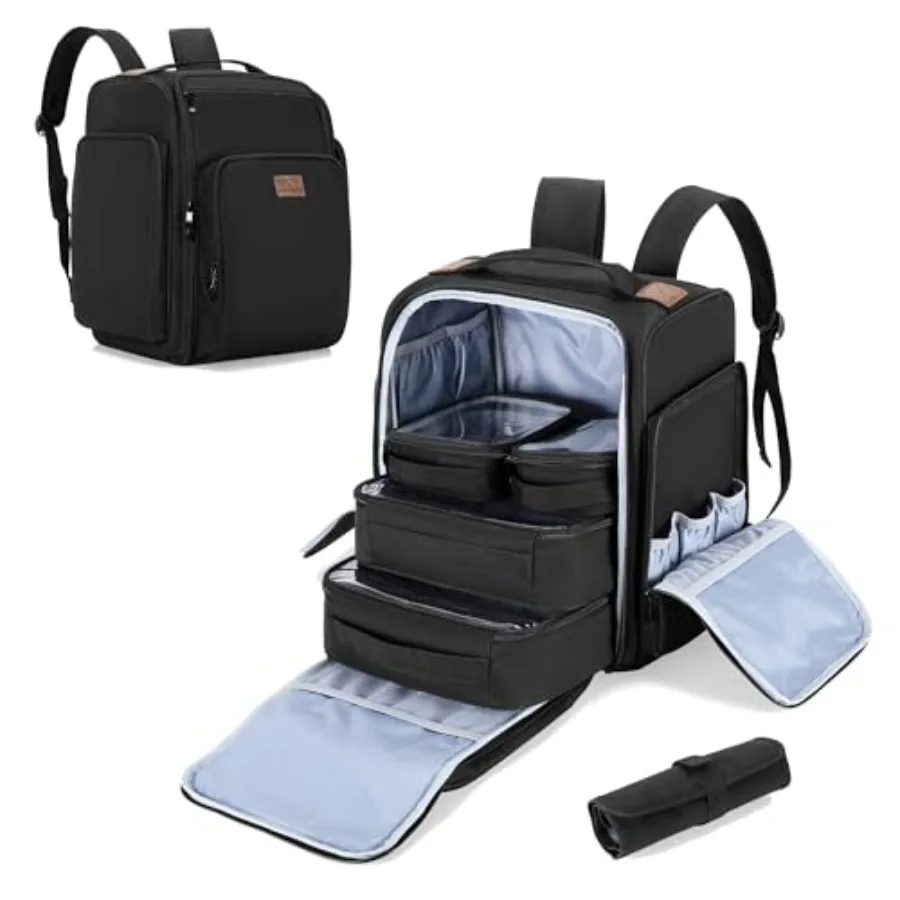 Makeup Backpack with 4 Removable Pouches and 1 Brush Bag Travel Makeup Case with Multiple Storage Spaces for Hair Supplies Blac
Makeup Backpack with 4 Removable Pouches and 1 Brush Bag Travel Makeup Case with Multiple Storage Spaces for Hair Supplies Blac