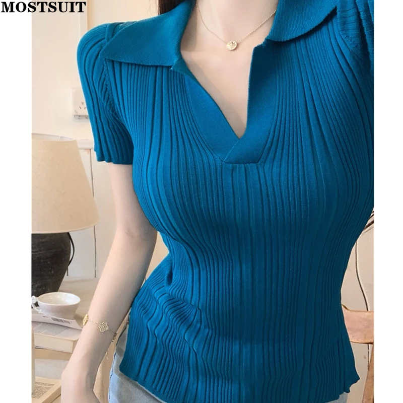 Summer Slim Fashion Knit Sweater Pullover Women Short Sleeve V-neck Tops Sweaters Vintage High Street All Match Pullovers 2022 
Summer Slim Fashion Knit Sweater Pullover Women Short Sleeve V-neck Tops Sweaters Vintage High Street All Match Pullovers 2022