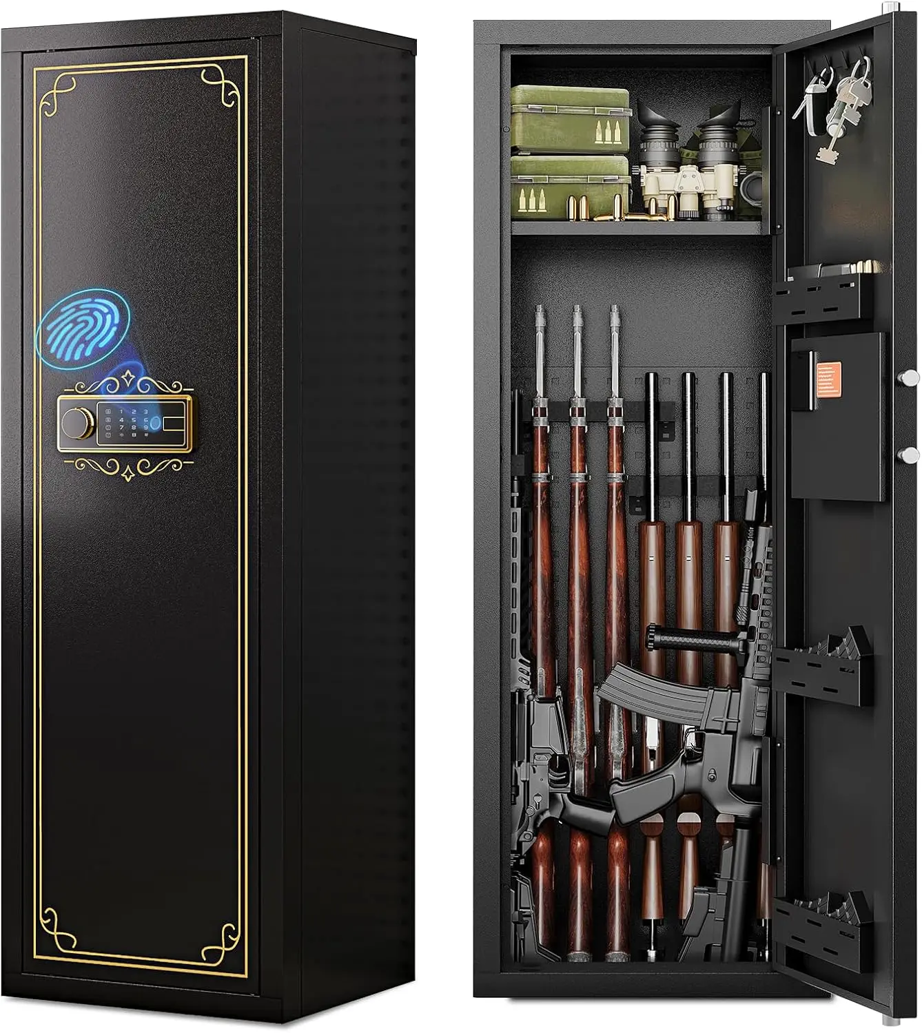12-15 Biometric Gun Safe for Rifles and Pistols Fingerprint Rifle Safes for Home Large Gun Cabinet for Rifle with Optics
12-15 Biometric Gun Safe for Rifles and Pistols Fingerprint Rifle Safes for Home Large Gun Cabinet for Rifle with Optics