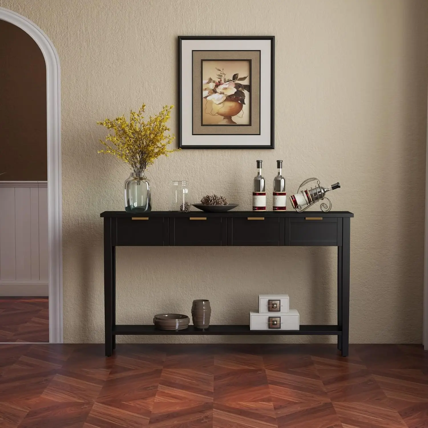 60" Narrow Console Table with Drawers & Shelf for Entryway Hallway Living Room Office, Black, Customized
60" Narrow Console Table with Drawers & Shelf for Entryway Hallway Living Room Office, Black, Customized