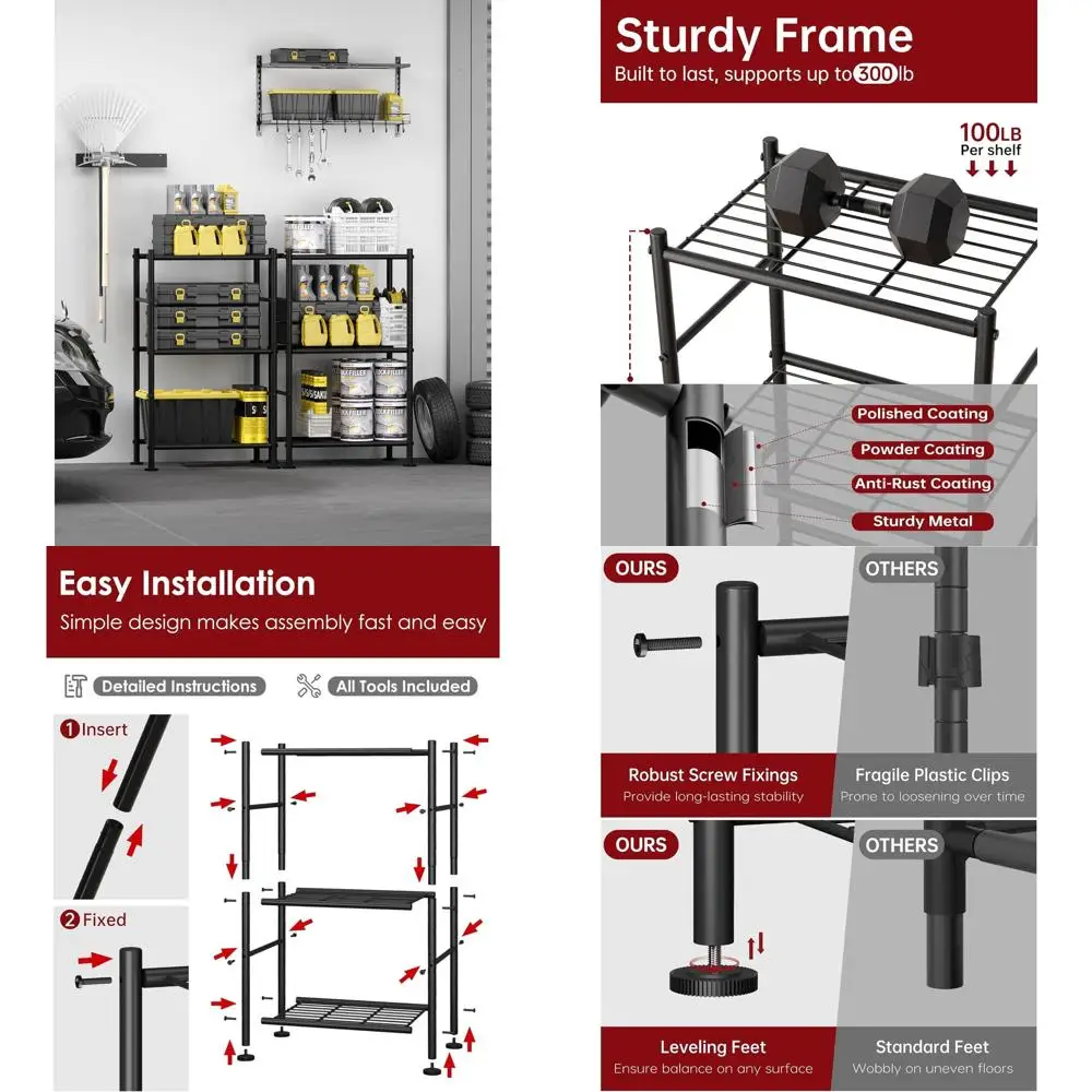 3-х уровневый тонкий металлический проволочный стеллаж для кухни, стирки и гаража, 18,2x12,3x30,4, черный
3-х уровневый тонкий металлический проволочный стеллаж для кухни, стирки и гаража, 18,2x12,3x30,4, черный