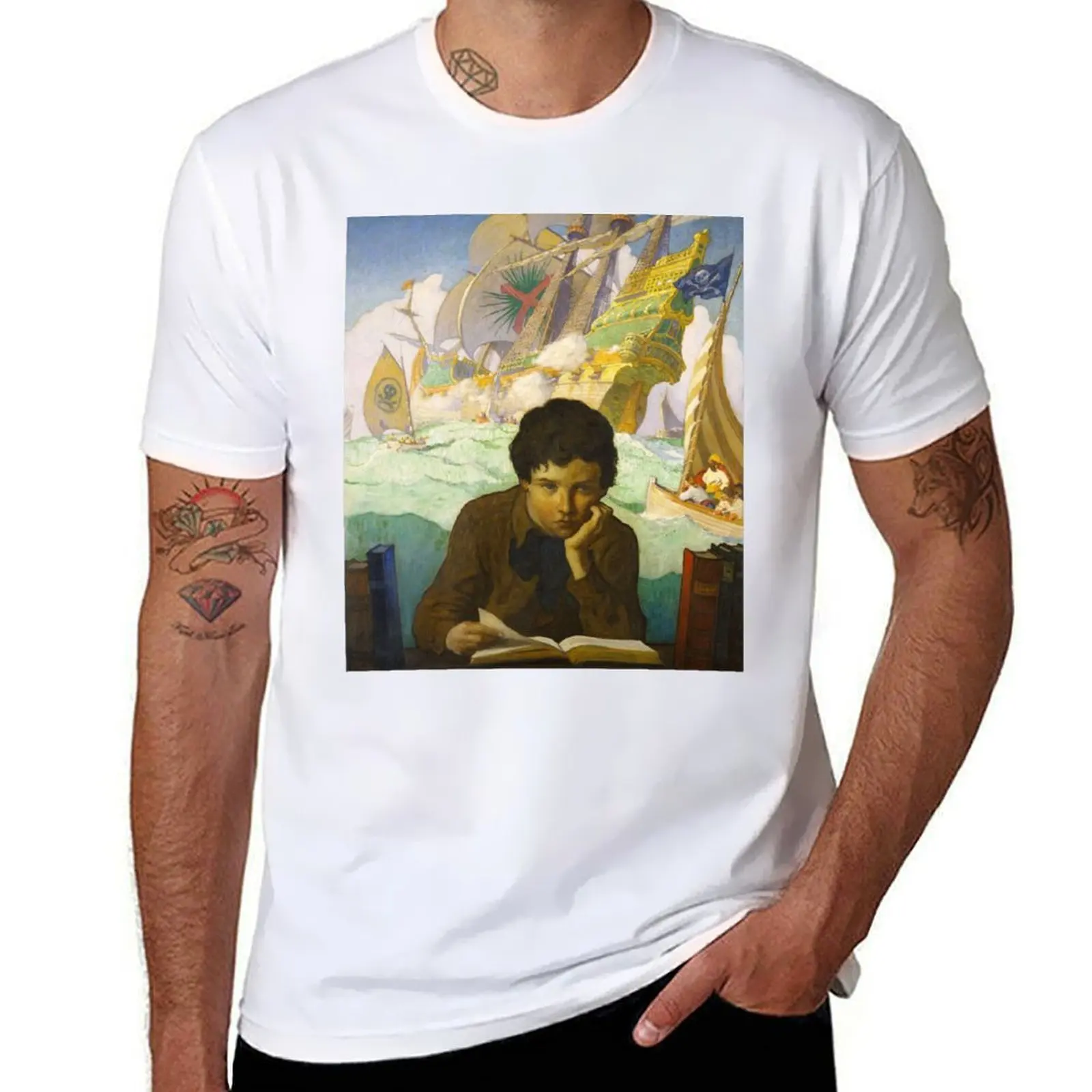 N.C. Wyeth. Storybook, (Nathaniel Wyeth as a Child, Reading) 1921 T-Shirt man t shirt luxury cotton tshirt 100% T-Shirt
N.C. Wyeth. Storybook, (Nathaniel Wyeth as a Child, Reading) 1921 T-Shirt man t shirt luxury cotton tshirt 100% T-Shirt