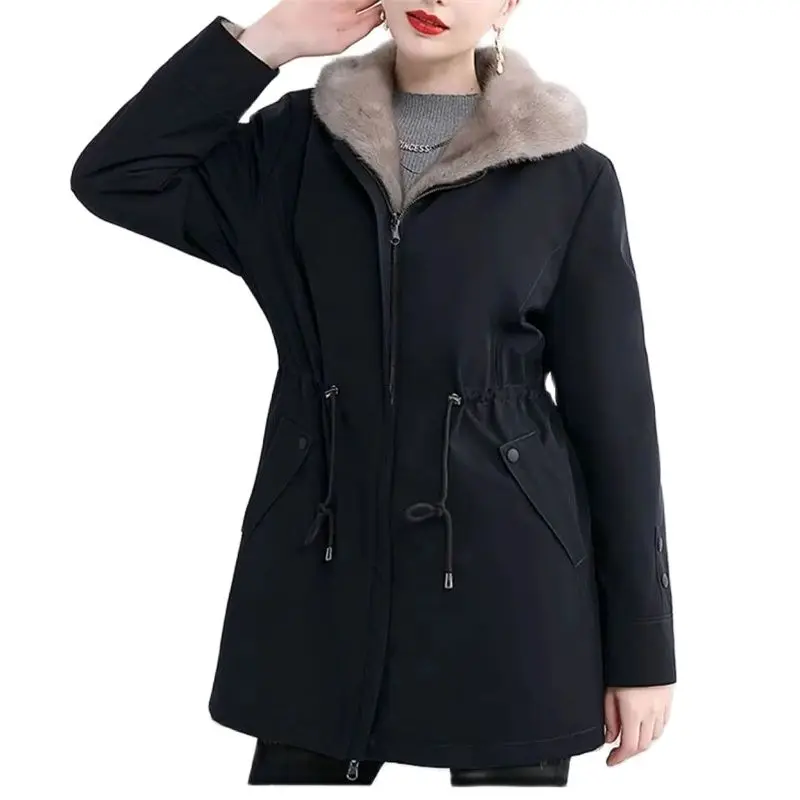 Women's Parkas 2022 New Winter Fur Coat Female mid-length Fleece Wool Liner Hooded Warm Coat Black Windproof Fur Jacket 4XL
Women's Parkas 2022 New Winter Fur Coat Female mid-length Fleece Wool Liner Hooded Warm Coat Black Windproof Fur Jacket 4XL