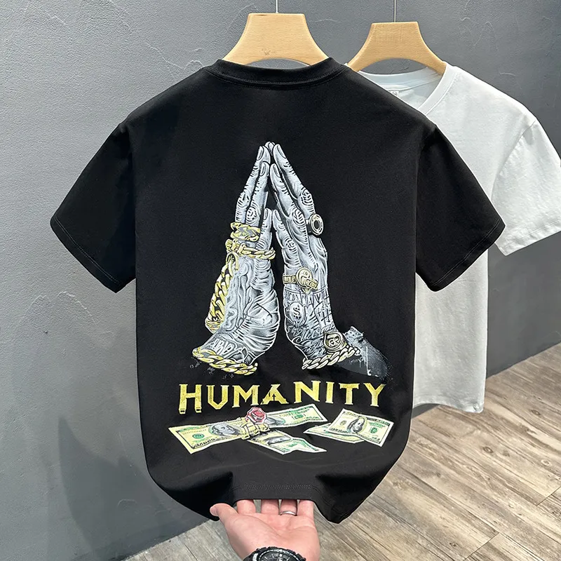 9932 Premium sense of printing short-sleeved T-shirt men's 2025 summer thin trend comfortable top round neck hand male
9932 Premium sense of printing short-sleeved T-shirt men's 2025 summer thin trend comfortable top round neck hand male