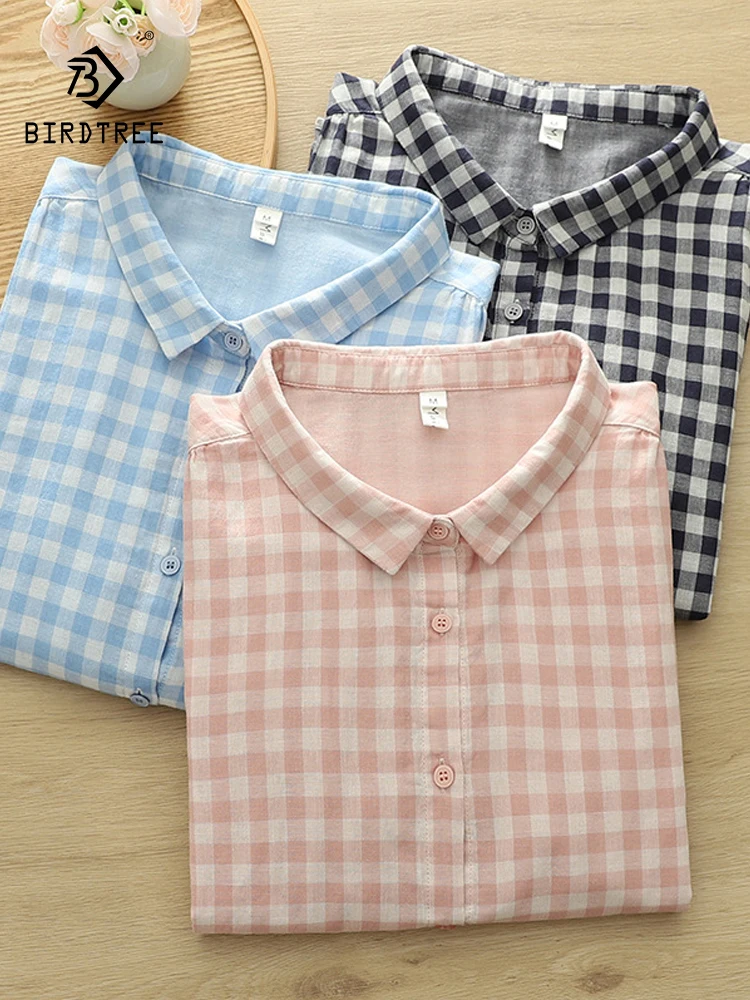 New 2025 Summer Cotton Yarn 3/4 Sleeve Shirt, Women Turn-down Collar Plaid, Mori Girl French Retro Soft Loose Blouse T54217CC
New 2025 Summer Cotton Yarn 3/4 Sleeve Shirt, Women Turn-down Collar Plaid, Mori Girl French Retro Soft Loose Blouse T54217CC