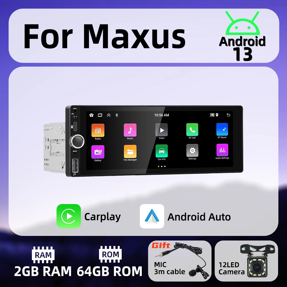 Автомагнитола Carplay, 1 Din, Android, мультимедийный автомобильный радиоприемник для Maxus, экран 6,86 дюйма, стерео, головное устройство, Авторадио, GPS, BT, Wi-Fi
Автомагнитола Carplay, 1 Din, Android, мультимедийный автомобильный радиоприемник для Maxus, экран 6,86 дюйма, стерео, головное устройство, Авторадио, GPS, BT, Wi-Fi