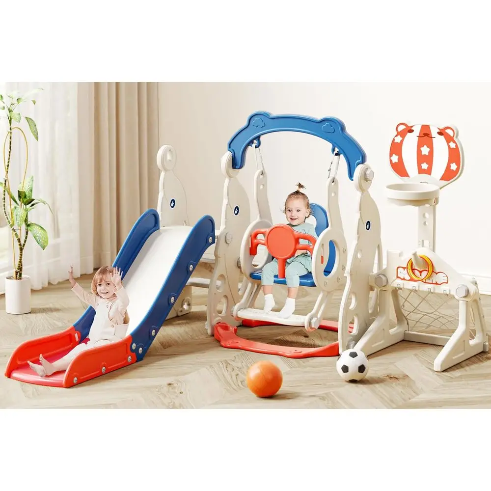 Детский игровой комплекс с качелями и горкой, с подставкой для песка/воды, защитой от опрокидывания, регулируемым баскетбольным кольцом, простой в сборке, компактный для использования в помещении/на улице
Детский игровой комплекс с качелями и горкой, с подставкой для песка/воды, защитой от опрокидывания, регулируемым баскетбольным кольцом, простой в сборке, компактный для использования в помещении/на улице