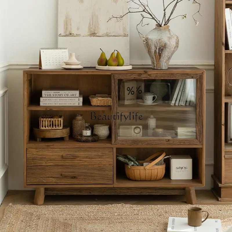 Wabi-sabi Style Old Elm Wood Sideboard Vintage Solid Wood Storage Cabinet
Wabi-sabi Style Old Elm Wood Sideboard Vintage Solid Wood Storage Cabinet