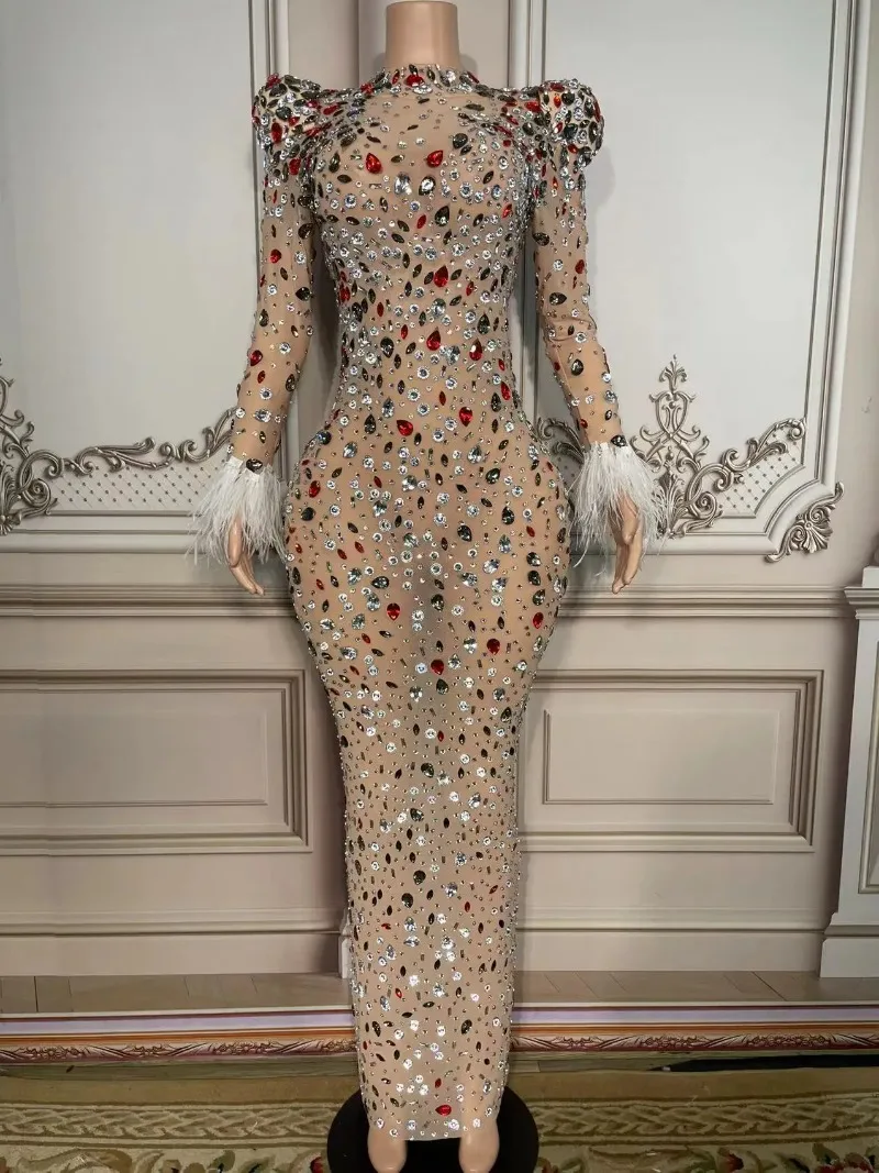 Skinny Colorful Rhinstones Maxi Dresses Evening Celebrate Birthday Club Singer Transparent Mesh 2025 New Party Evening Gown
Skinny Colorful Rhinstones Maxi Dresses Evening Celebrate Birthday Club Singer Transparent Mesh 2025 New Party Evening Gown