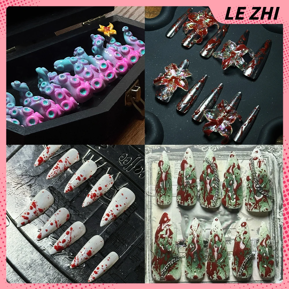 Gothic Punk Handmade Long Stiletto Press On Nails Y2K Spice Girl Octopus Foot Metal Chain Flowers Magic Mirror Powder Fake Nails
Gothic Punk Handmade Long Stiletto Press On Nails Y2K Spice Girl Octopus Foot Metal Chain Flowers Magic Mirror Powder Fake Nails