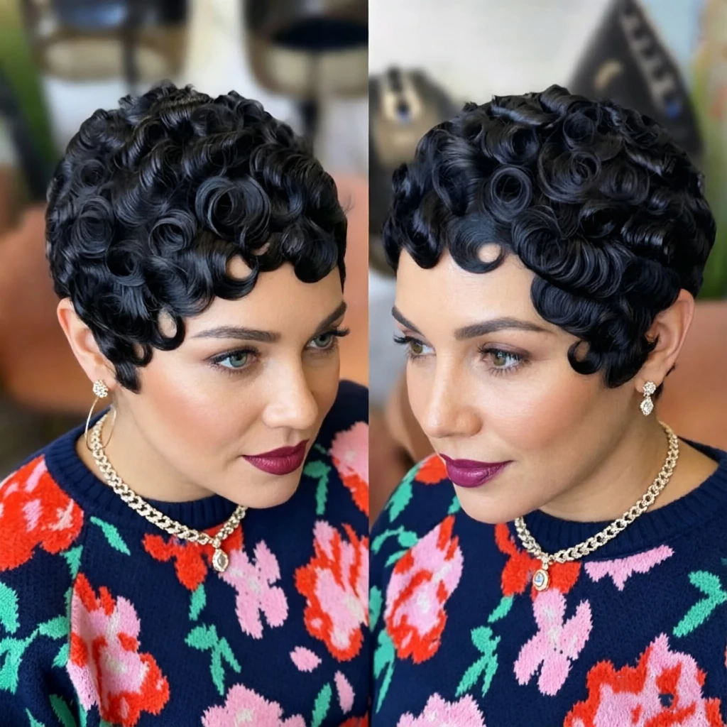 Short Curly Pixie Cut Human Hair Wig, Wavy Pixie Wig Full Machine Made Wig, Natural Looking Daily Party For Women
Short Curly Pixie Cut Human Hair Wig, Wavy Pixie Wig Full Machine Made Wig, Natural Looking Daily Party For Women
