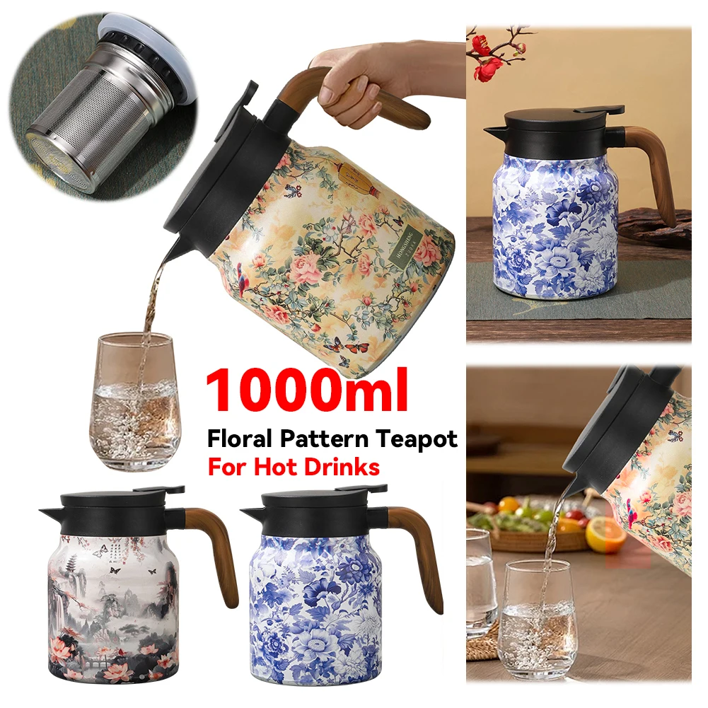 1000 мл винтажный чайник с цветочным принтом и крышкой, мини-горшок для горячего кофе, встроенный заварочный чайник, бутылка для воды для горячих напитков
1000 мл винтажный чайник с цветочным принтом и крышкой, мини-горшок для горячего кофе, встроенный заварочный чайник, бутылка для воды для горячих напитков
