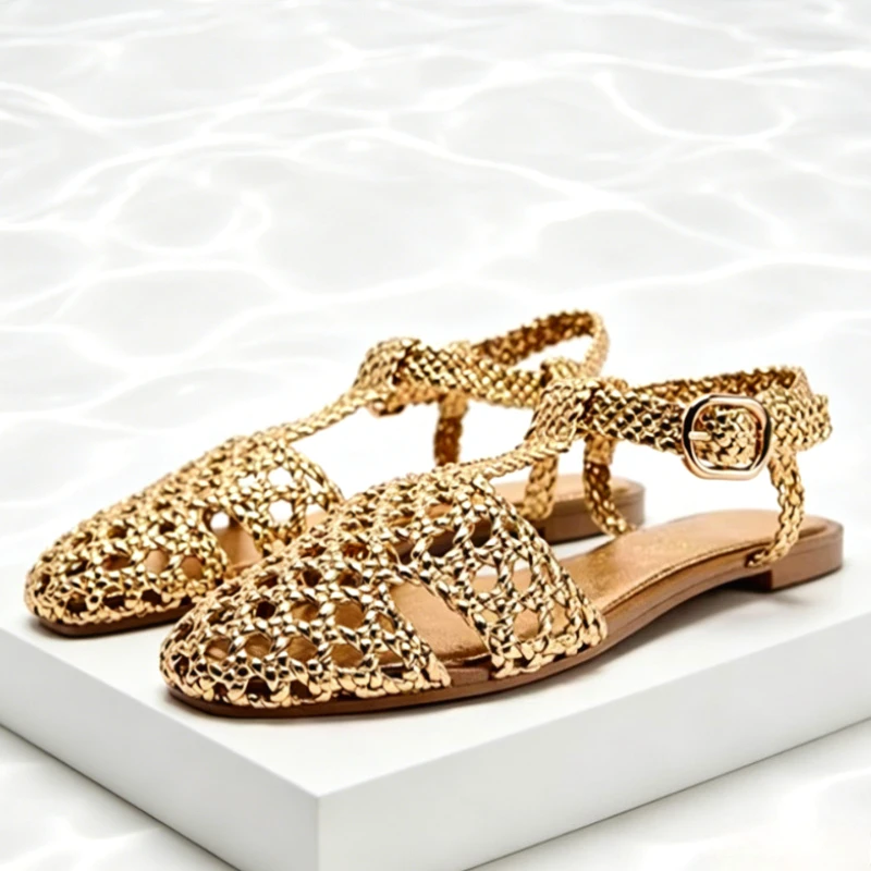 Novelty Hollow T-tied Design Flat Sandals Women Fashion Woven Buckle Detail Gladiator Sandals Summer Comfortable Beach Shoes
Novelty Hollow T-tied Design Flat Sandals Women Fashion Woven Buckle Detail Gladiator Sandals Summer Comfortable Beach Shoes