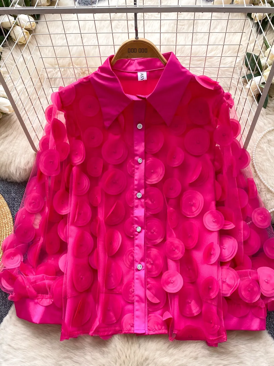 Korean Style Loose Women's Shirt Spring Commute Style Heavyweight 3D Flower Romantic Complex Light Maturity Long Sleeve Top
Korean Style Loose Women's Shirt Spring Commute Style Heavyweight 3D Flower Romantic Complex Light Maturity Long Sleeve Top