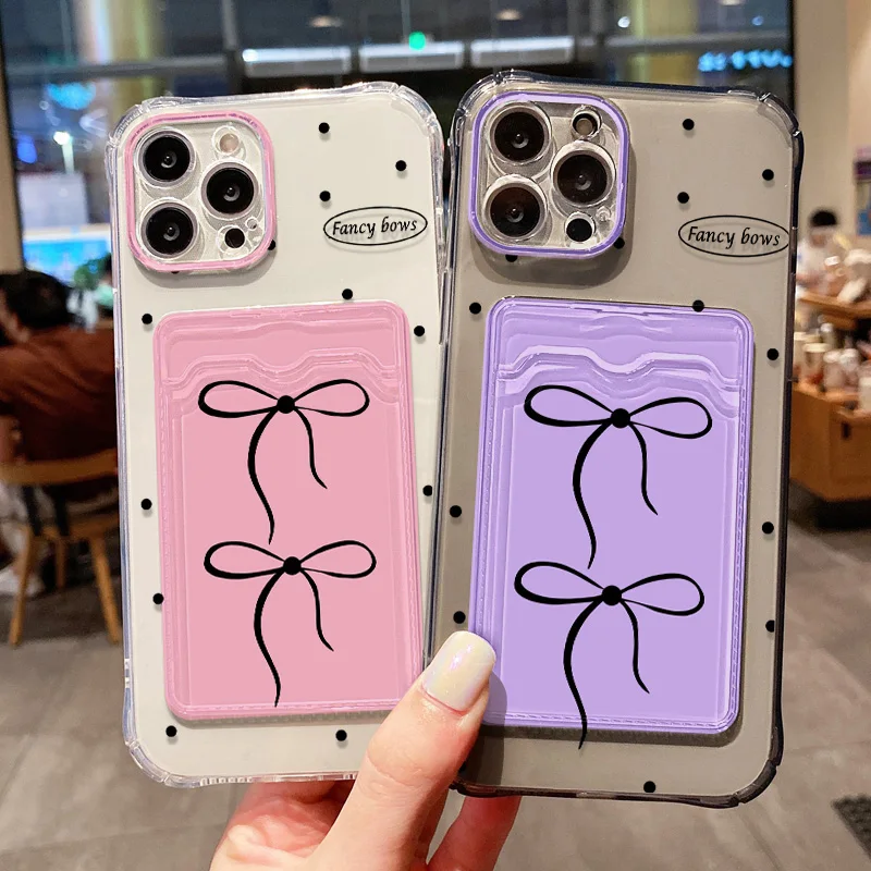 Cute Bow Card Bag Slot Holder Wallet Phone Case For iPhone 15 16 11 13 17 12 14 Pro Max 16e 7 8 Plus XR XS SE Clear Soft Cover
Cute Bow Card Bag Slot Holder Wallet Phone Case For iPhone 15 16 11 13 17 12 14 Pro Max 16e 7 8 Plus XR XS SE Clear Soft Cover