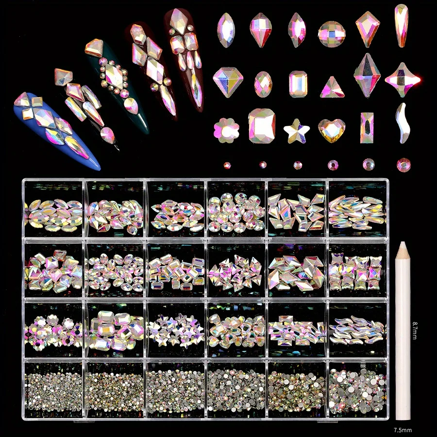Набор из 24 алмазных украшений для ногтей: стразы с плоским дном для дизайна ногтей, роскошные фигурные алмазы для маникюра, иллюзионные цветные стразы
Набор из 24 алмазных украшений для ногтей: стразы с плоским дном для дизайна ногтей, роскошные фигурные алмазы для маникюра, иллюзионные цветные стразы