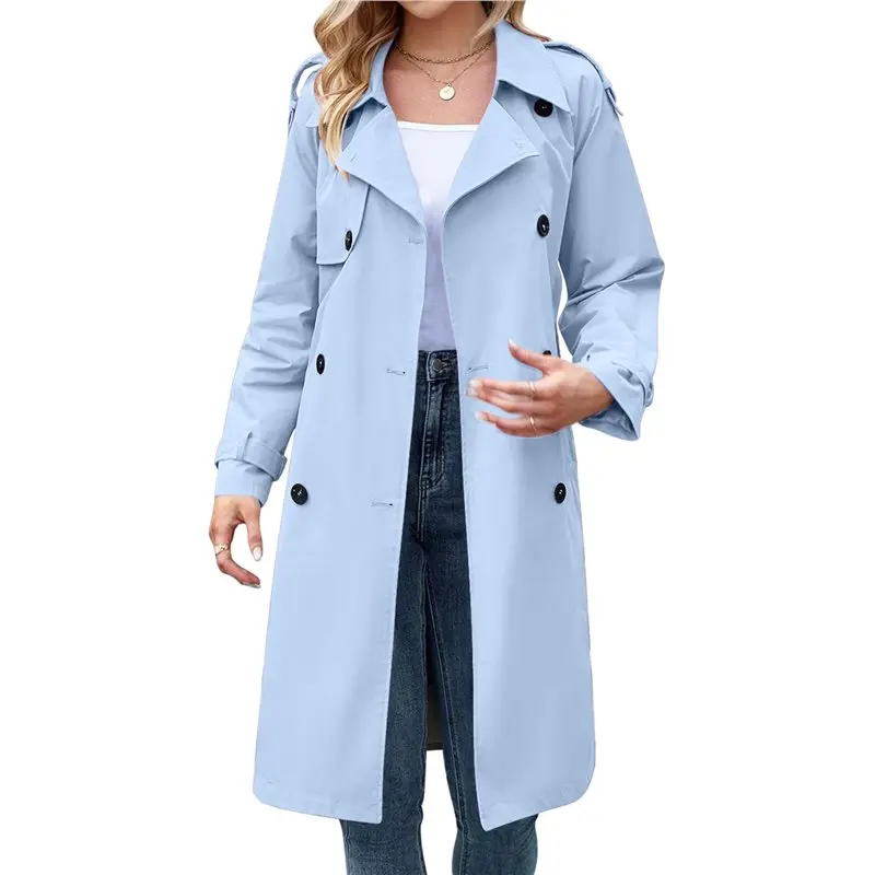 A24F-Women's Double Breasted Long Trench Coat Windproof Classic Lapel Slim Overcoat With Belt
A24F-Women's Double Breasted Long Trench Coat Windproof Classic Lapel Slim Overcoat With Belt