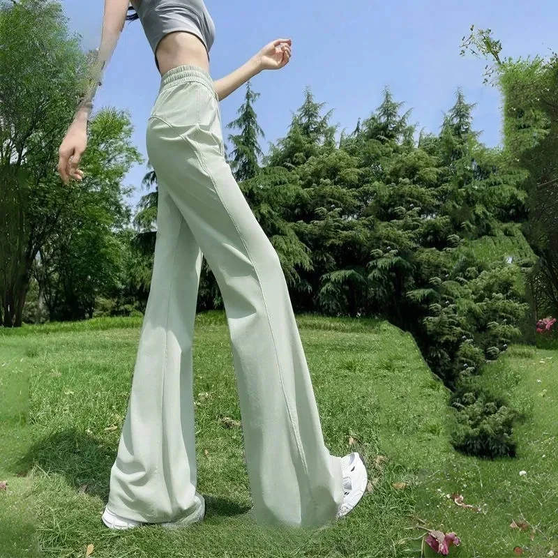 Women's Ice Silk Flare Pants Summer High Waist Elastic Waist Casual Wide Leg Trousers
Women's Ice Silk Flare Pants Summer High Waist Elastic Waist Casual Wide Leg Trousers