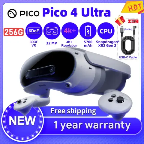 Pico 4 Ultra MR ชุดหูฟัง 256GB Pico 4 Ultra All-In-One Virtual Reality ชุดหูฟัง 3D VR แว่นตา Dual 32MP HD กล้องสําหรับสตรีมเกม