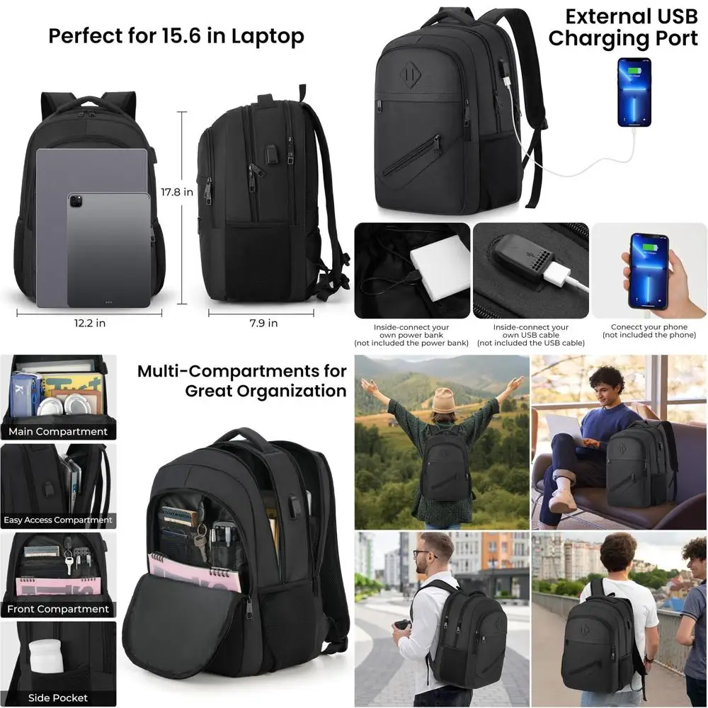 Waterproof Unisex Laptop Backpack with USB Port, Fits 15.6 Laptop, Durable for Teens & Adults, Black
Waterproof Unisex Laptop Backpack with USB Port, Fits 15.6 Laptop, Durable for Teens & Adults, Black