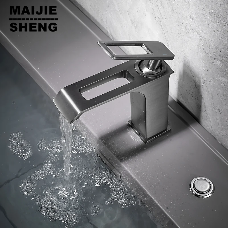 Modern Single Handle Bathroom Faucet Solid Brass 1Hole Basin Mixer Tap Hollow Out Designed Gun Grey Waterfall Wash Faucets Crane
Modern Single Handle Bathroom Faucet Solid Brass 1Hole Basin Mixer Tap Hollow Out Designed Gun Grey Waterfall Wash Faucets Crane