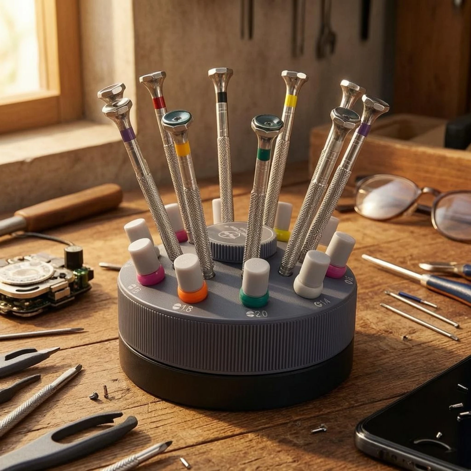Rotating Screwdriver Organizer S2 Steel Screwdriver Organizer Set Mini Repair Toolkit Non-Slip Handles
Rotating Screwdriver Organizer S2 Steel Screwdriver Organizer Set Mini Repair Toolkit Non-Slip Handles
