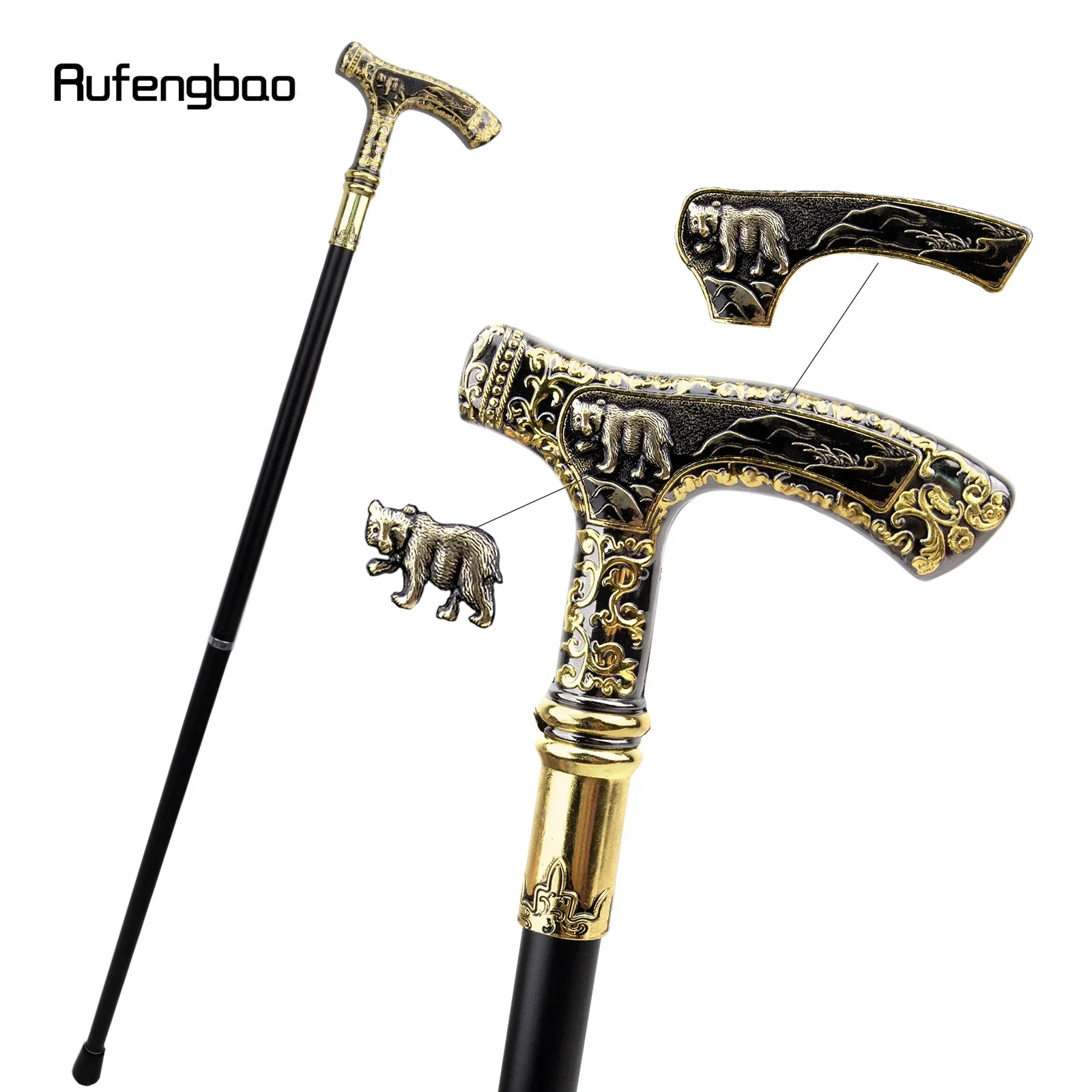 Gold Black Luxury Bear Handle Cane Fashion Walking Stick Gentleman Elegant Cosplay Cane Knob Crosier 90cm Performance Stage Cane
Gold Black Luxury Bear Handle Cane Fashion Walking Stick Gentleman Elegant Cosplay Cane Knob Crosier 90cm Performance Stage Cane