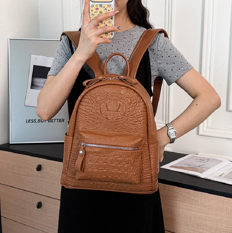 New Fashion Vintage Alligator Pattern Soft Leather Backpacks Women's Double Zipper Shoulder Bags Totes High Capacity Travel Bag
New Fashion Vintage Alligator Pattern Soft Leather Backpacks Women's Double Zipper Shoulder Bags Totes High Capacity Travel Bag