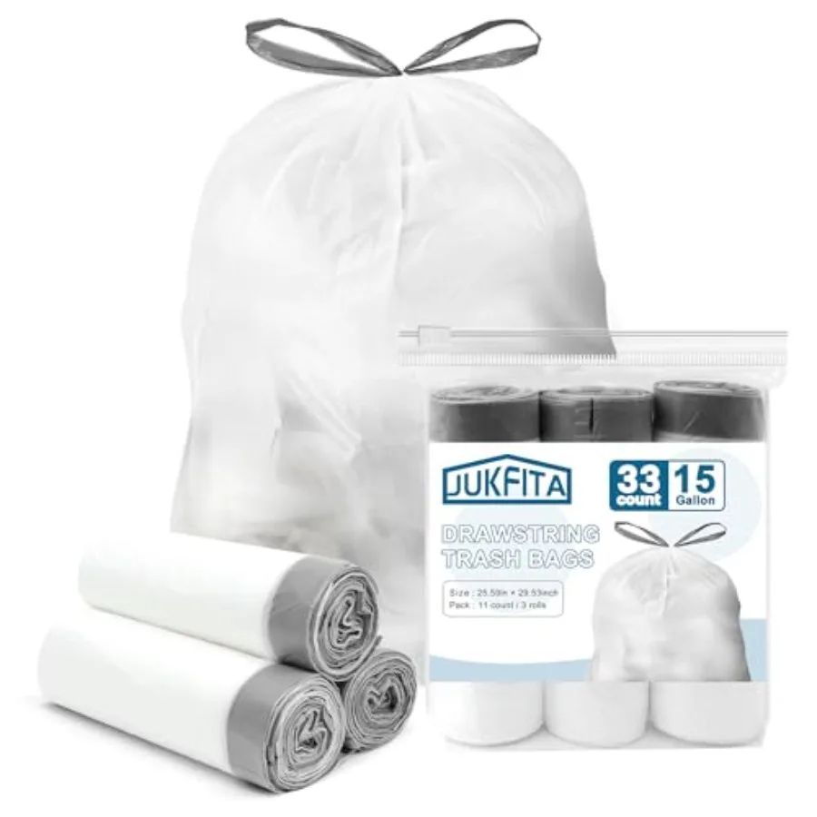 lon Trash Bags Drawstring, Tear-Free Tall Garbage Bags, 33 Count White Trash Bags Unscented for Kitchen Bathroom Office Outdoor
lon Trash Bags Drawstring, Tear-Free Tall Garbage Bags, 33 Count White Trash Bags Unscented for Kitchen Bathroom Office Outdoor