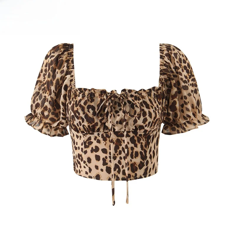 ZBZR Spring New Women's Sexy Leopard Print Bubble Sve Top Knot Tie Waist Two-Way Wear Polyester Fiber Loose Fit
ZBZR Spring New Women's Sexy Leopard Print Bubble Sve Top Knot Tie Waist Two-Way Wear Polyester Fiber Loose Fit